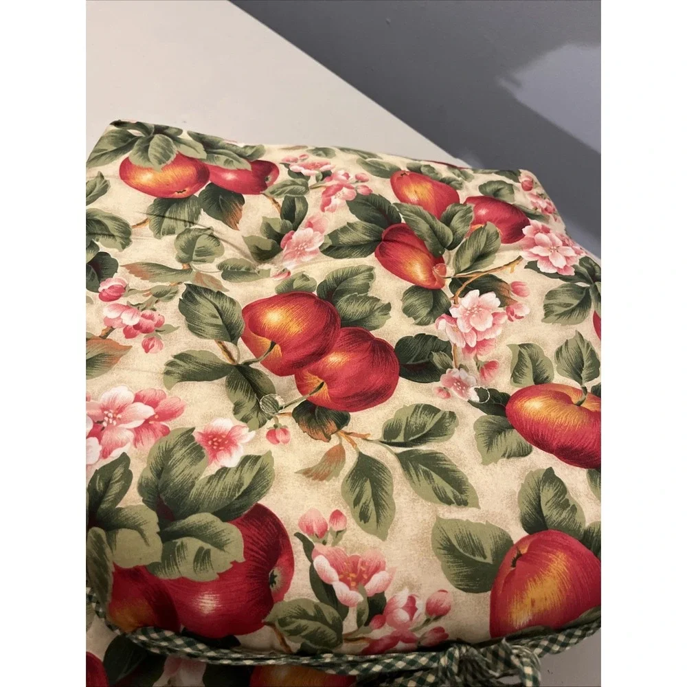 Set Of 2 Apple Blossom Chair Seat Cushions With Ties Kitchen Outdoor Covers